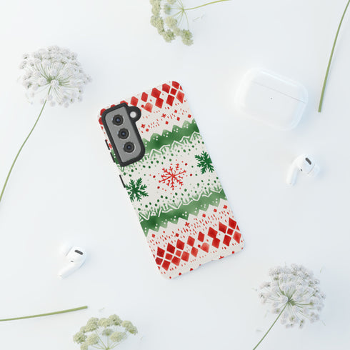 Watercolor Christmas Knitting - Impact Resistant Phone Case